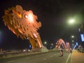 The Da Nang Dragon Bridge Cau Rong bridge in central Vietnam [Modern, illuminated bridge across the Han River in